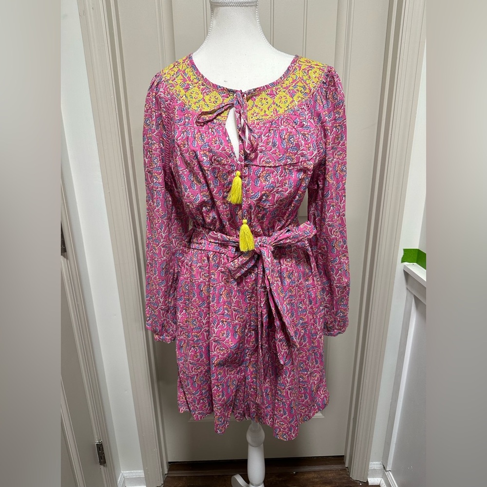 J. Crew Pink and Yellow Paisley Jumpsuit